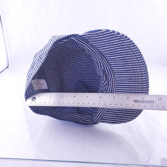 Vintage Lee Denim Conductor Hat Railroad Stripe Engineer Cap Union Made USA